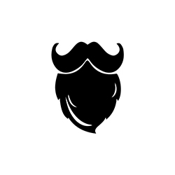 Desenho minimalista de bigode e barba comprida.